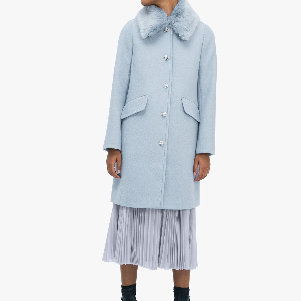 Kate Spade blue jewel-button coat